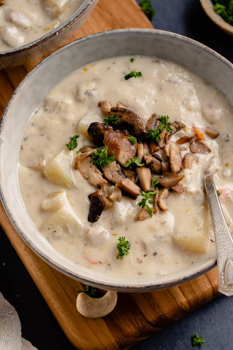 Vegan Clam Chowder with Oyster Mushrooms